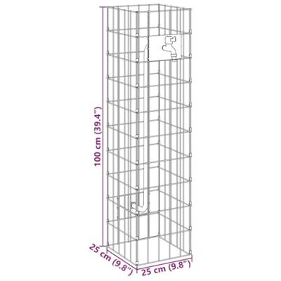 VidaXL Gabion kraan zilver 25 x 25 x 100 cm roestvrij staal VidaXL Gabion kraan zilver 25 x 25 x 100 cm roestvrij staal