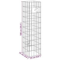 VidaXL Gabion kraan zilver 25 x 25 x 100 cm roestvrij staal - thumbnail