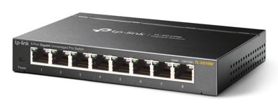 TP-Link TL-SG108E 8-poorts Gigabit Easy Smart Managed Network Switch (8 Gigabit RJ45-poorten, IGMP-snooping, centraal beheer, energiezuinig), Metallic Zwart