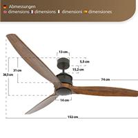 Beacon Houten plafondventilator met bronsAirfusion Akmani Ø 152cm - 210507 - thumbnail