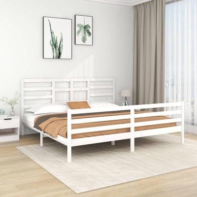 Bedframe massief hout wit 200x200 cm