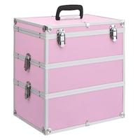 VidaXL Make-up koffer 37x24x40 cm aluminium roze - thumbnail