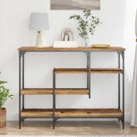 Wandtafel 100x35x75 cm bewerkt hout en staal oud houtkleurig - thumbnail