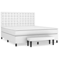 Boxspring met matras kunstleer wit 180x200 cm - thumbnail