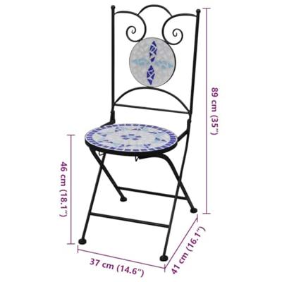 Bistrostoelen inklapbaar 2 st keramiek blauw en wit