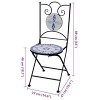 Bistrostoelen inklapbaar 2 st keramiek blauw en wit - thumbnail