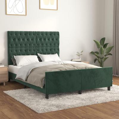 Bedframe zonder matras 140x190 cm fluweel donkergroen Bedframe zonder matras 140x190 cm fluweel donkergroen
