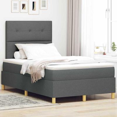 Boxspring bed met hoofdeinde Donkergrijs 120 x 200 cm Stof