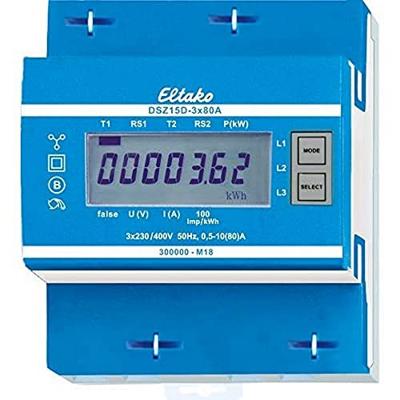 Eltako DSZ15D-3x80A MID kWh-meter 3-fasen Digitaal 80 A Conform MID: Ja 1 stuk(s) Eltako DSZ15D-3x80A MID kWh-meter 3-fasen Digitaal 80 A Conform MID: Ja 1 stuk(s)