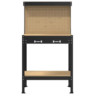 Werkbank Zwart 81 x 41 x 145 cm Bewerkt hout en metaal
