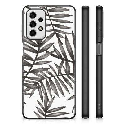 Samsung Galaxy A23 Bloemen Hoesje Leaves Grey Samsung Galaxy A23 Bloemen Hoesje Leaves Grey