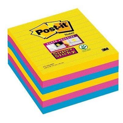 Post-it Super Sticky notes XL Carnival, 90 vel, ft 101 x 101 mm, gelijnd, assorti pak van 6 blokken Post-it Super Sticky notes XL Carnival, 90 vel, ft 101 x 101 mm, gelijnd, assorti pak van 6 blokken