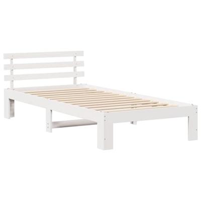 Bedframe met hoofdeinde Wit 100 x 200 cm Massief grenenhout Bedframe met hoofdeinde Wit 100 x 200 cm Massief grenenhout