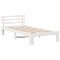 Bedframe met hoofdeinde Wit 100 x 200 cm Massief grenenhout - thumbnail