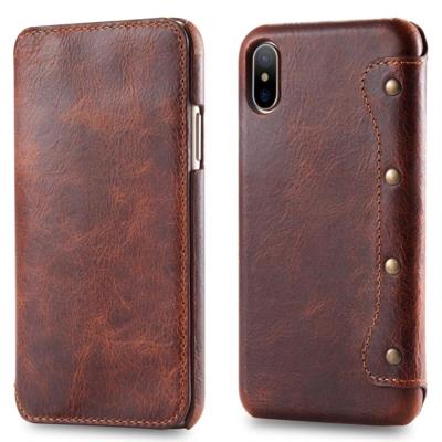 Olie Wax Top-graan koeienhuid horizontale Flip lederen case voor iPhone XS Max met kaartsleuven & portemonnee (bruin) Olie Wax Top-graan koeienhuid horizontale Flip lederen case voor iPhone XS Max met kaartsleuven & portemonnee (bruin)