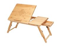 Laptoptafel Bamboe 55x28x35cm met ventilatiegaten en lade - thumbnail