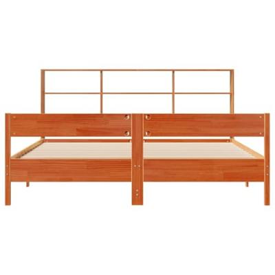 Bed met boekenkast zonder matras grenenhout wasbruin 180x200 cm