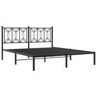 Bedframe met hoofdbord metaal zwart 160x200 cm - thumbnail