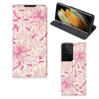 Samsung Galaxy S21 Ultra Smart Cover Pink Flowers - thumbnail