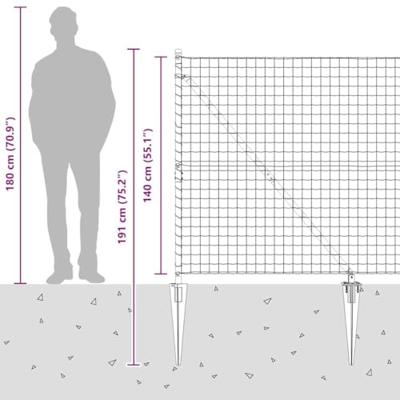 VidaXL Hek met paal grijs 1,4 x 10 m staal en pvc