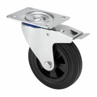 Rueda Ruedas Alex Zwart Rubber Poliamix Ø 12,5 cm 110 kg draaibaar - thumbnail