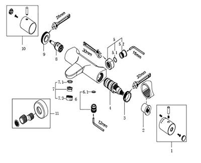 Badkraan Wiesbaden Caral | Opbouw | Thermostaatkraan | 2-weg | hoh 15 cm | 2-knops | Rond | Chroom - thumbnail