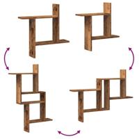 Wandschappen 2 st 50x12x50 cm bewerkt hout oud houtkleurig - thumbnail