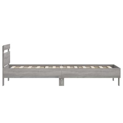 Bedframe met hoofdbord bewerkt hout grijs sonoma 75x190 cm