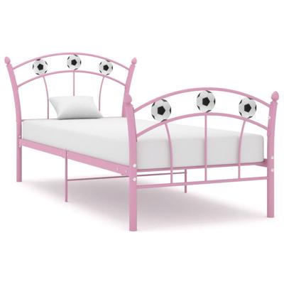 Bedframe met voetbaldesign metaal roze 90x200 cm
