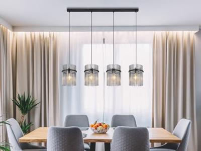 Globo Zwarte hanglampGorley met smoke glas 4-lichts - 15698-4H