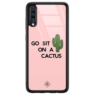 Samsung Galaxy A50 glazen hardcase - Go sit on a cactus Samsung Galaxy A50 glazen hardcase - Go sit on a cactus