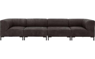 Goossens Excellent Bank Marshall donkerbruin, leer, 2 x 1,5-zits, urban industrieel