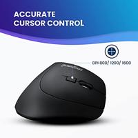 Perixx Perimice-715 II Ergonomische muis Radiografisch Optisch Zwart 5 Toetsen 2000 dpi Ergonomisch - thumbnail