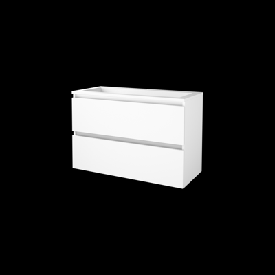 Basic-Line Start 46 Badkamermeubelset - 100 x 46 cm - Greeploos - 2 Lades - Acryl Wastafel - 1 Kraangat - Ice White