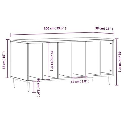 Platenkast 100x38x48 cm bewerkt hout wit