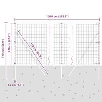 VidaXL Hek met paal grijs 1,2 x 10 m staal en pvc - thumbnail