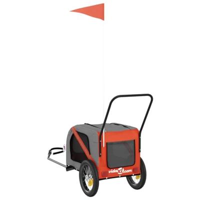 VidaXL Hondenfietstrailer oxford stof en ijzer oranje en zwart - thumbnail