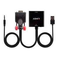 Lindy 38284 video kabel adapter VGA (D-Sub) + 3.5mm HDMI + 3.5mm Zwart - thumbnail