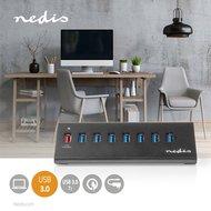 Nedis USB-Hub 8-Poorts USB 3.0 met Externe Voeding QC3.0 Oplaadpoort - thumbnail