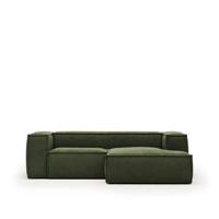 Kave Home Loungebank 'Blok' 240cm, Rib, Rechts, kleur Donkergroen - thumbnail