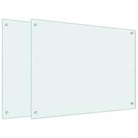 VidaXL Spatschermen keuken 2 st 80x60 cm gehard glas wit - thumbnail
