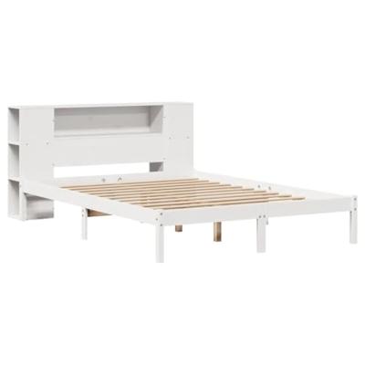 Bed met boekenkast zonder matras grenenhout wit 140x190 cm