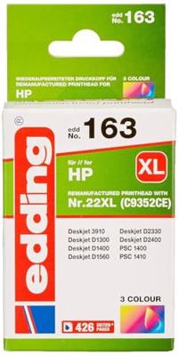 Edding Inktcartridge vervangt HP 22XL, C9352AE Compatibel Kleur EDD-163 18-163