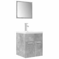 3-delige Badkamermeubelset bewerkt hout betongrijs - thumbnail