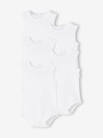 Set van 5 interlock rompertjes voor baby set wit - thumbnail