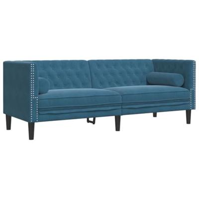 2-delige Loungeset Chesterfield met bolsters fluweel blauw