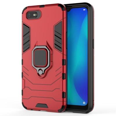 Voor OPPO A1k/Realme C2 PC + TPU schokbestendige beschermhoes met magnetische ring houder (rood)