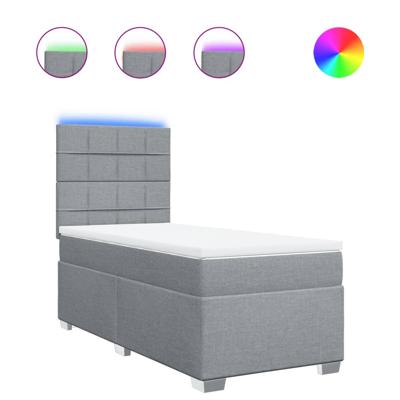 Boxspring met matras stof lichtgrijs 140x200 cm - thumbnail