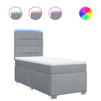 Boxspring met matras stof lichtgrijs 160x200 cm - thumbnail