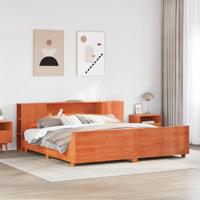 Bedframe zonder matras massief grenenhout wasbruin 200x200 cm - thumbnail